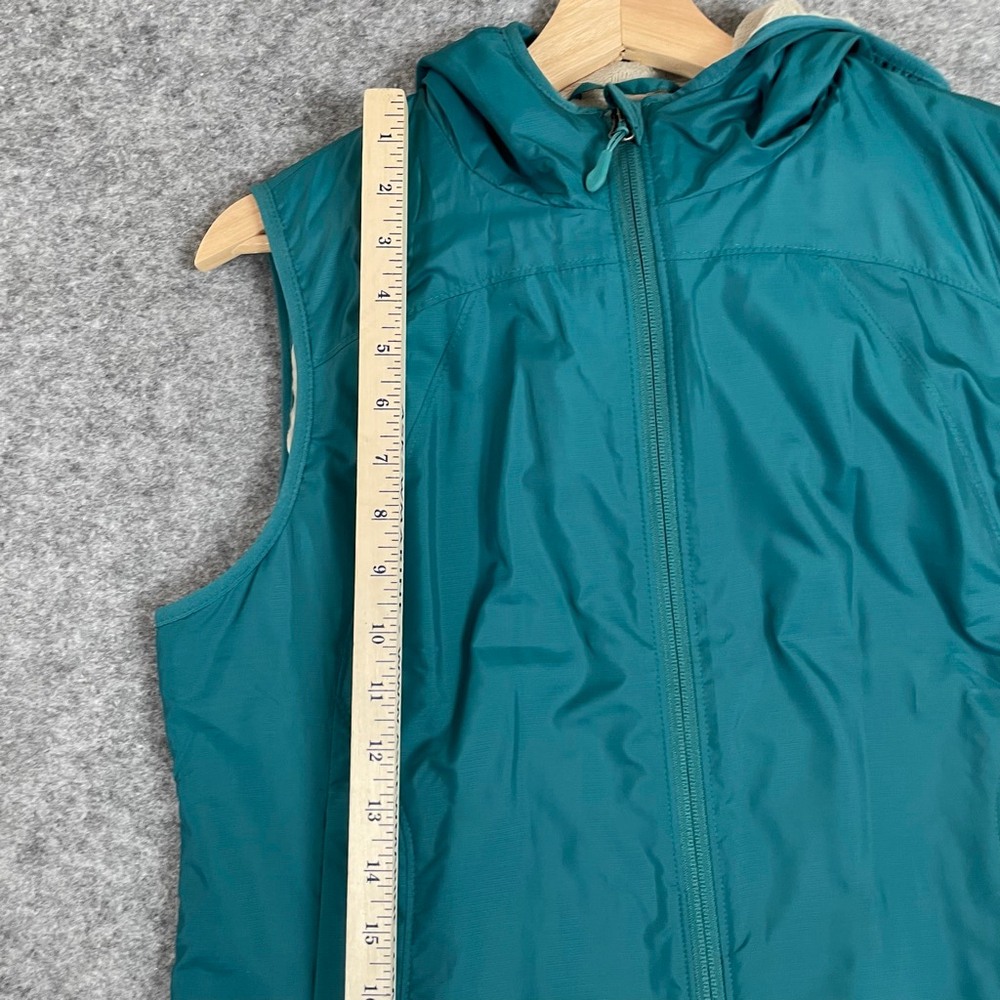 L.L. Bean Womens Small Petite Hooded Fleece Lined Vest Teal Full Zip Outdoor - Picture 9 of 14